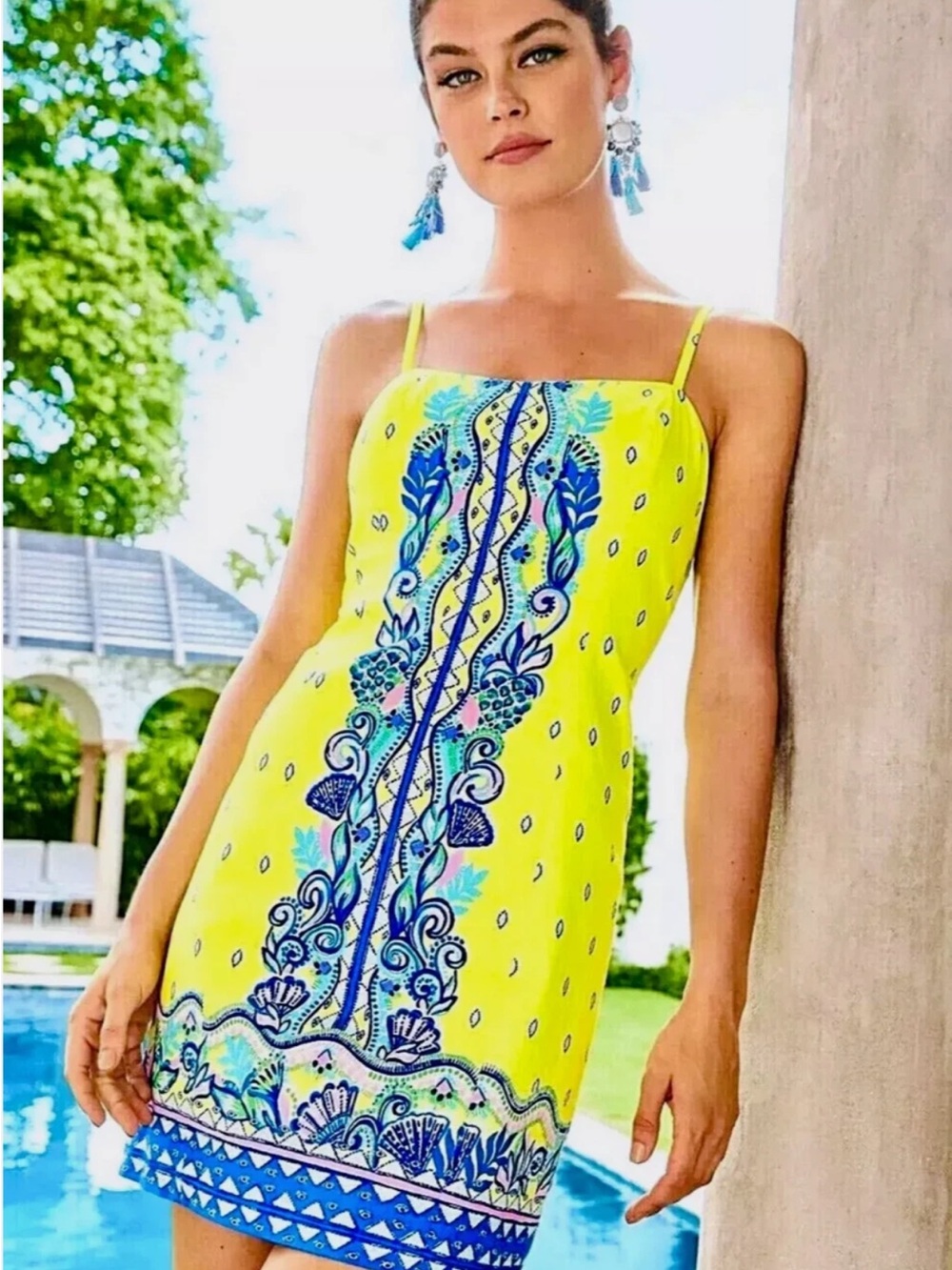 Shelli Stretch Shift Dress Pineapple Riviera 4